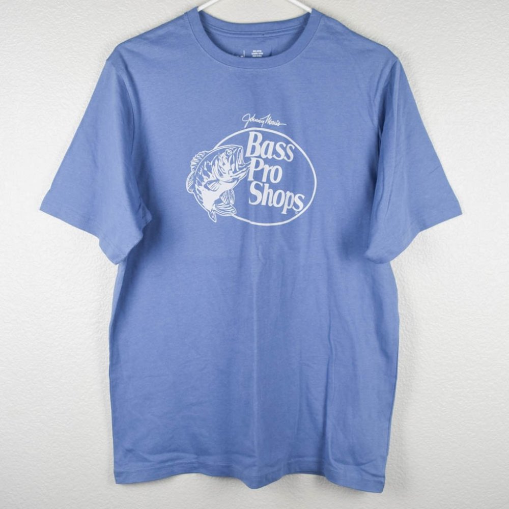 Bass Pro Shop Unisex Adult M Blue Fishing Logo Tshirt Tee Top Crew Short Sleeve